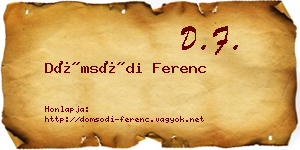 Dömsödi Ferenc névjegykártya